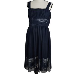 Positive Attitude Navy Blue Petite Dress sz 10P Semi-formal special occasion VTG